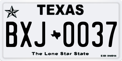TX license plate BXJ0037
