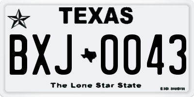 TX license plate BXJ0043