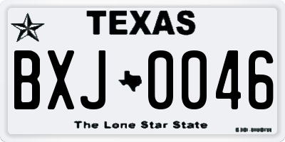 TX license plate BXJ0046