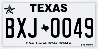 TX license plate BXJ0049