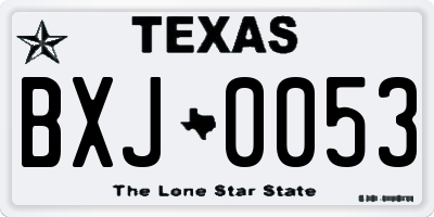 TX license plate BXJ0053