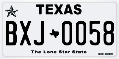 TX license plate BXJ0058