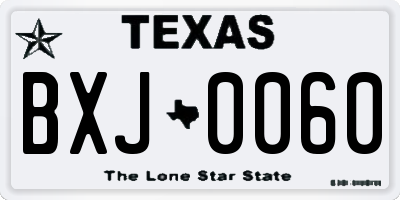 TX license plate BXJ0060