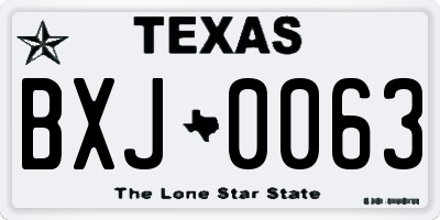 TX license plate BXJ0063