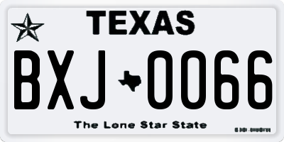 TX license plate BXJ0066