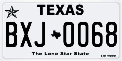 TX license plate BXJ0068