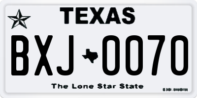 TX license plate BXJ0070