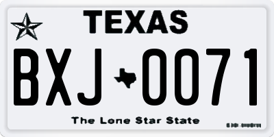 TX license plate BXJ0071