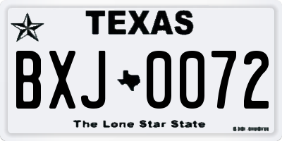 TX license plate BXJ0072