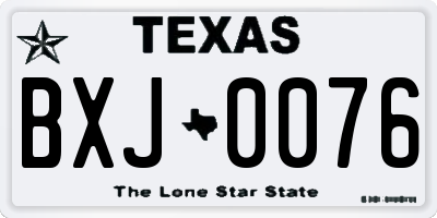 TX license plate BXJ0076