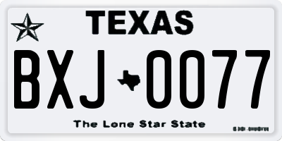 TX license plate BXJ0077