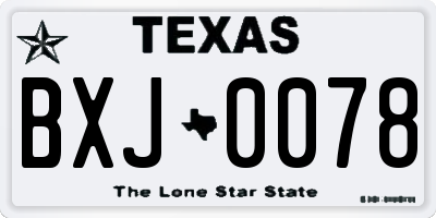 TX license plate BXJ0078