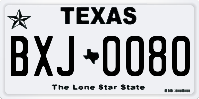TX license plate BXJ0080