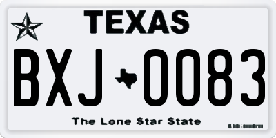 TX license plate BXJ0083