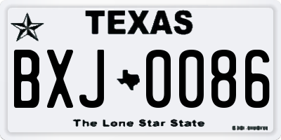 TX license plate BXJ0086