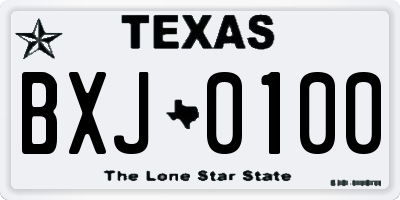 TX license plate BXJ0100