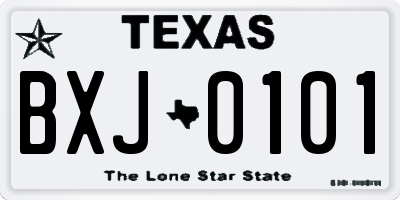 TX license plate BXJ0101