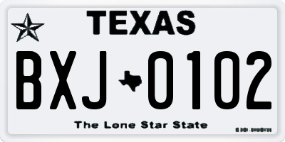 TX license plate BXJ0102