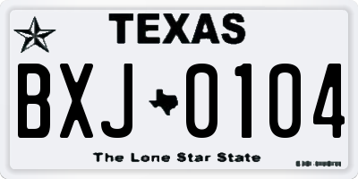 TX license plate BXJ0104