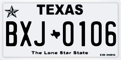 TX license plate BXJ0106