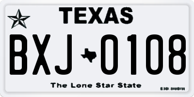 TX license plate BXJ0108
