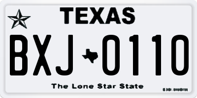 TX license plate BXJ0110