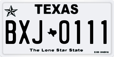 TX license plate BXJ0111