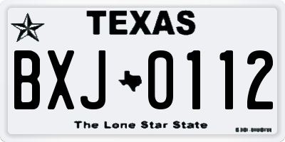 TX license plate BXJ0112