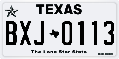 TX license plate BXJ0113