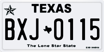 TX license plate BXJ0115