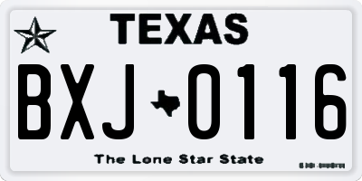 TX license plate BXJ0116