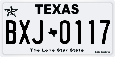 TX license plate BXJ0117