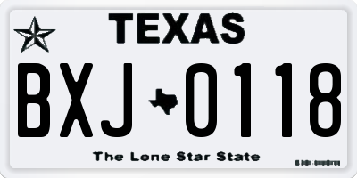 TX license plate BXJ0118