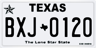 TX license plate BXJ0120