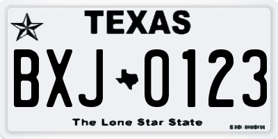 TX license plate BXJ0123