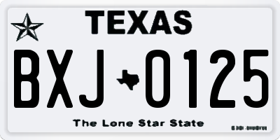 TX license plate BXJ0125