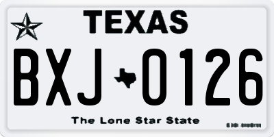 TX license plate BXJ0126