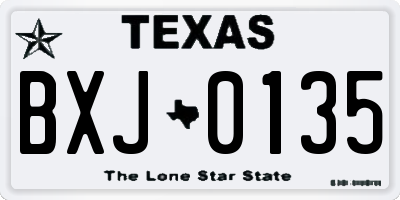TX license plate BXJ0135