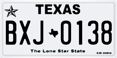 TX license plate BXJ0138