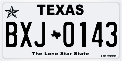 TX license plate BXJ0143