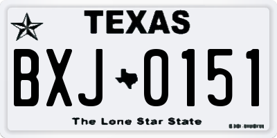 TX license plate BXJ0151