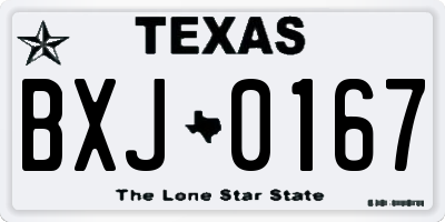 TX license plate BXJ0167