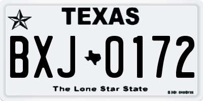TX license plate BXJ0172