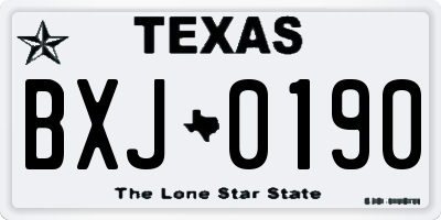 TX license plate BXJ0190