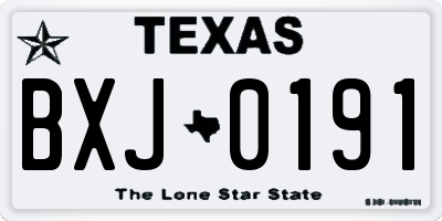 TX license plate BXJ0191