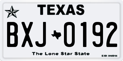 TX license plate BXJ0192