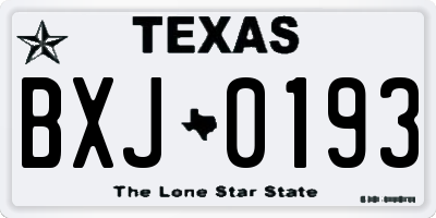 TX license plate BXJ0193