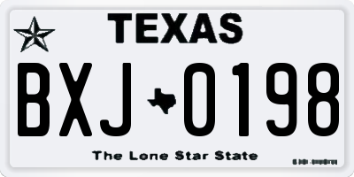 TX license plate BXJ0198