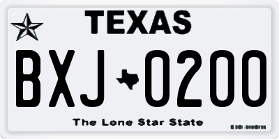 TX license plate BXJ0200