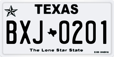 TX license plate BXJ0201